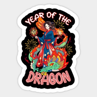 Chinese New Year 2024 Year of The Dragon Fireworks Sticker